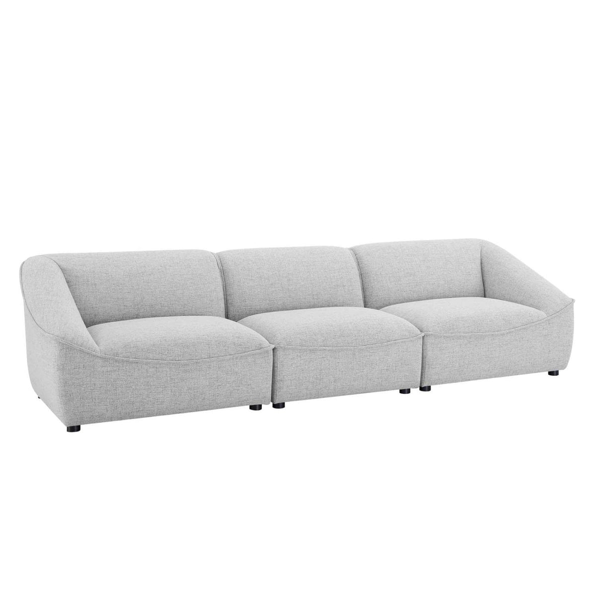 Modway Comprise Fabric Upholstered Sectional, 3-Piece Sofa, Light Gray