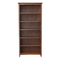 IC International Concepts Solid Wood Bookcase-72 Inch Sturdy Parawood, Total 5, 3 Adjustable Shelves, 32 W x 12 D x 72 H, 40Lbs 