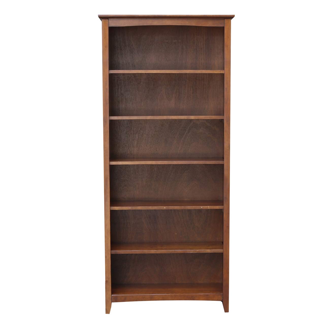 IC International Concepts Solid Wood Bookcase-72 Inch Sturdy Parawood, Total 5, 3 Adjustable Shelves, 32 W x 12 D x 72 H, 40Lbs 