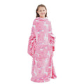 Wearable Fleece Blanket With Sleeves & Foot Pocket For Kids Boys Girls Children,Lightweight Soft Blanket With Sleeves And Hook &