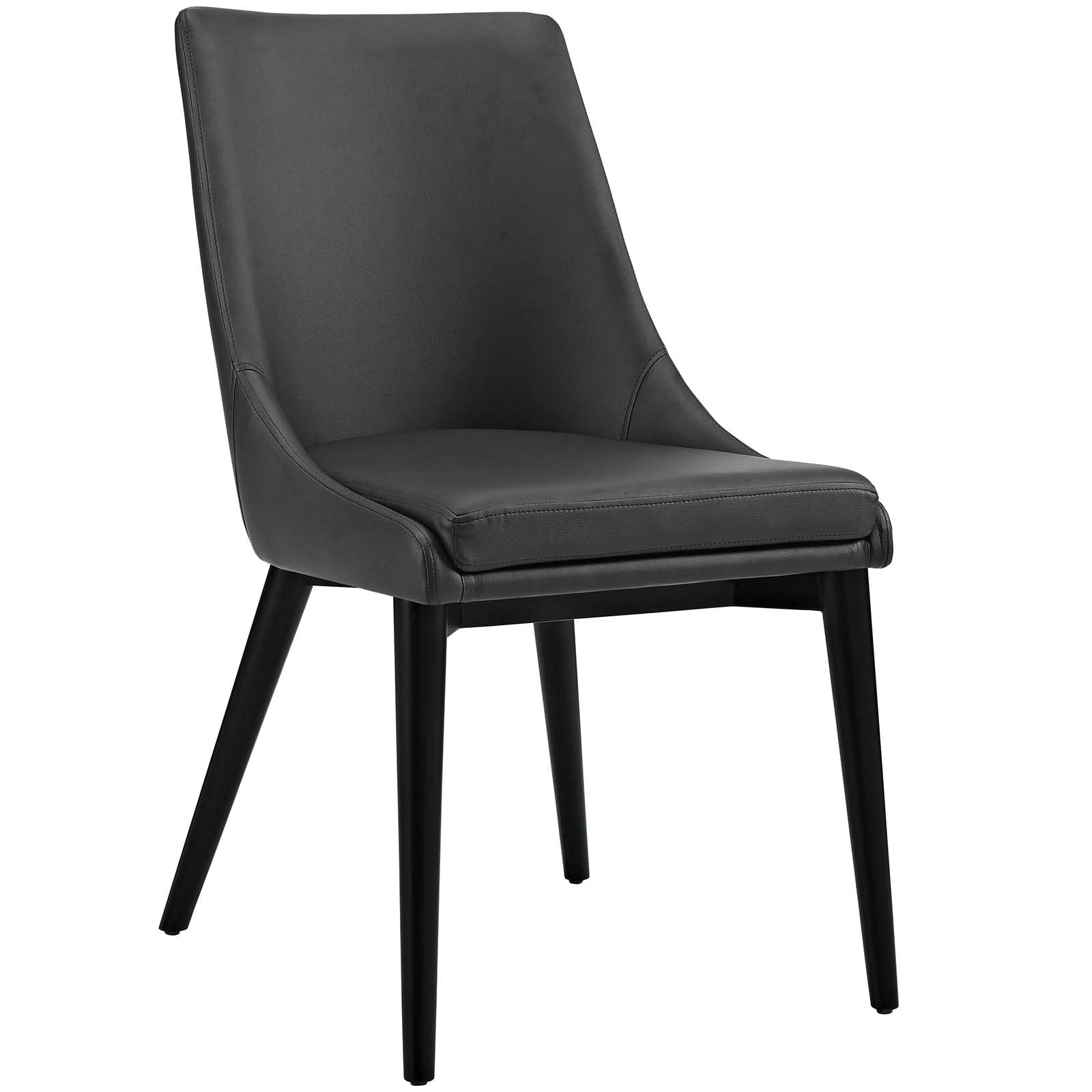 Modway Viscount Mid-Century Modern Faux Leather Upholstered Kitchen And Dining Room Chair In Black