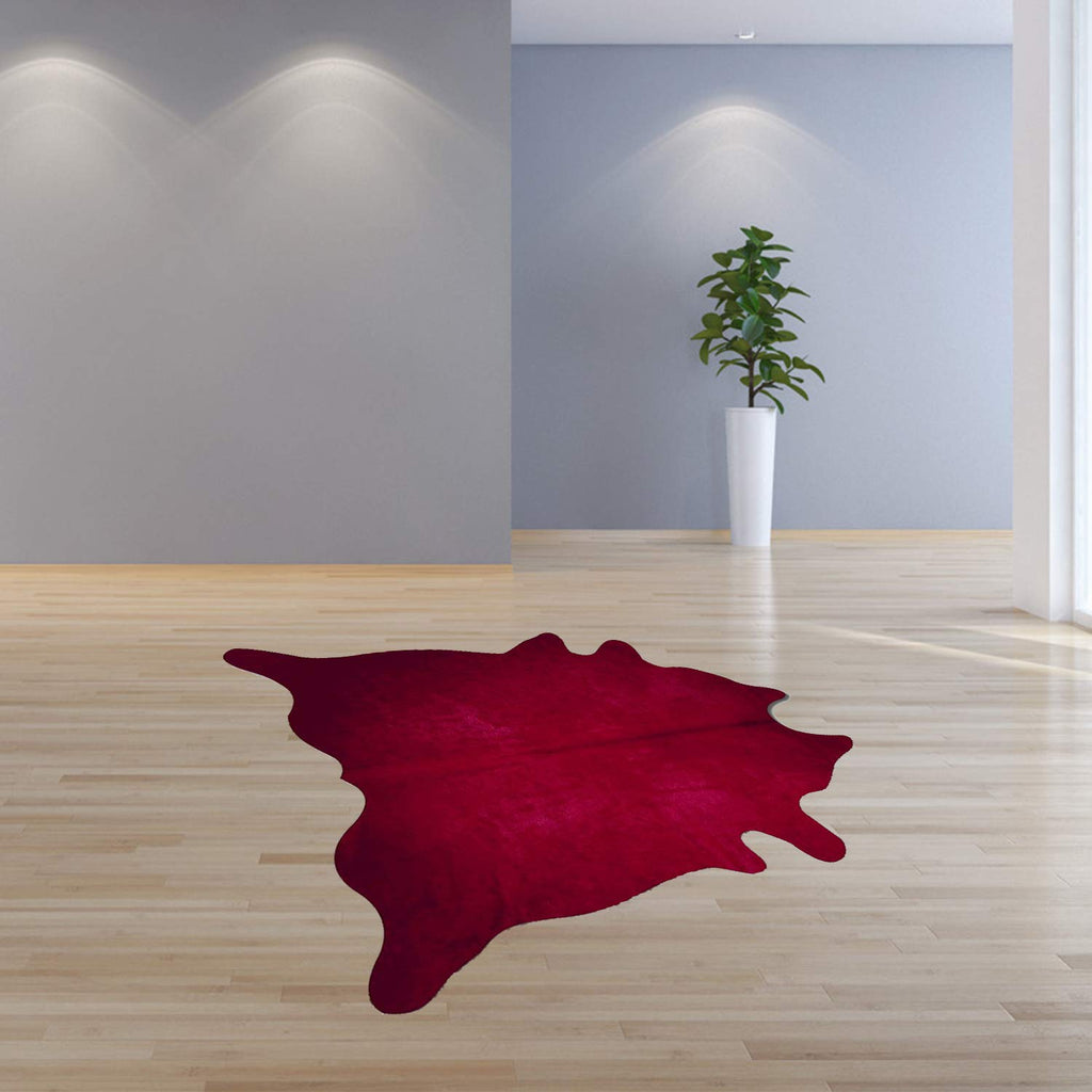 HomeRoots Cowhide, Microsuede 60' x 84' Burgundy Cowhide - Area Rug
