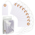 Wexpw 100 Pieces Blank Paper Tags With String 2 3/4' X 1 3/8' Small Shipping Tags Blank Hang Tags With String Paper Hang Label