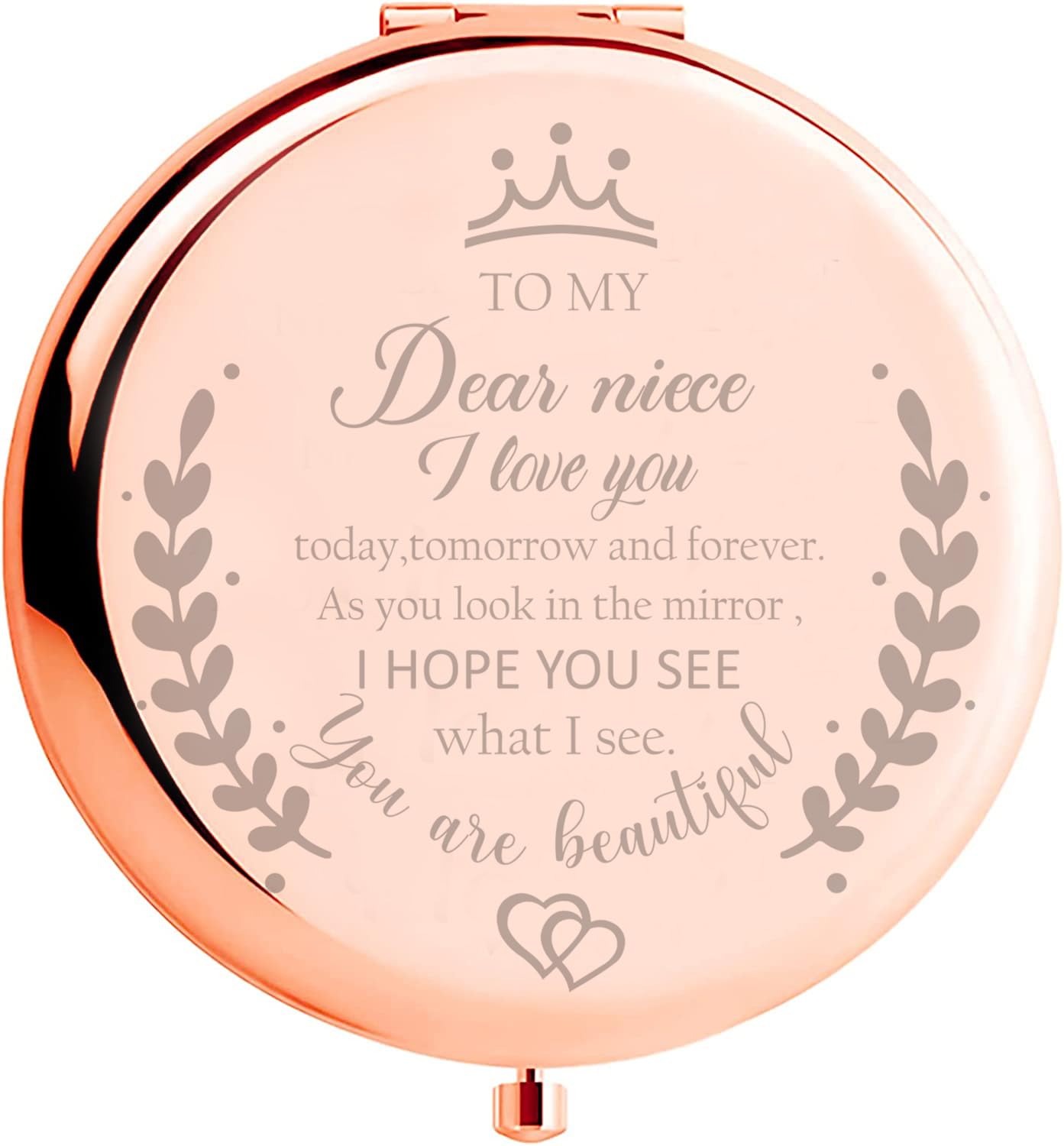 Soulpetals Niece Gifts Compact Mirror for Niece from Aunt to My Niece Makeup Mirror Birthday Gifts for Niece from Auntie Uncle G