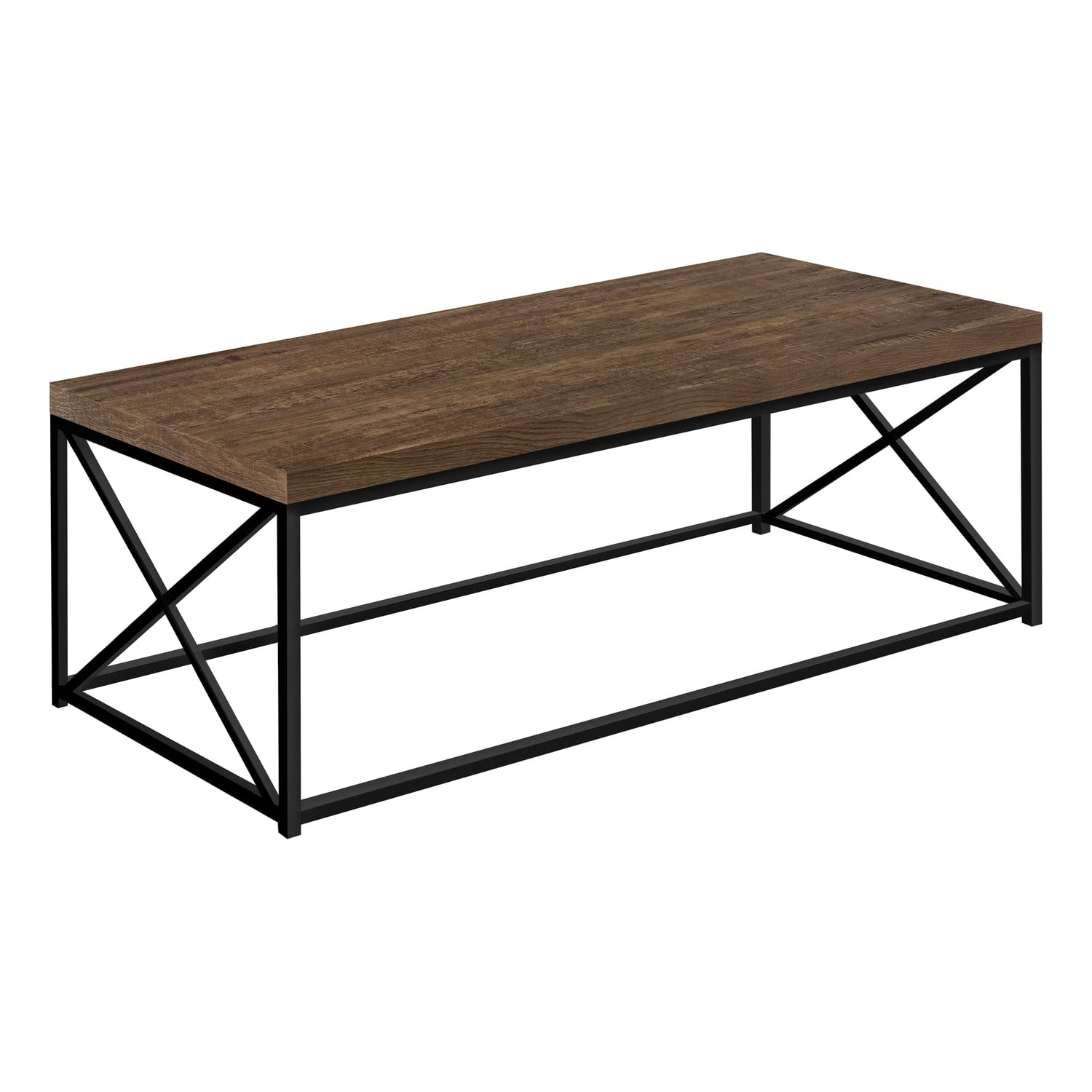 Monarch Specialties Modern Coffee Table For Living Room Center Table With Metal Frame, 44 Inch L, Grey Reclaimed Wood-Look / Black