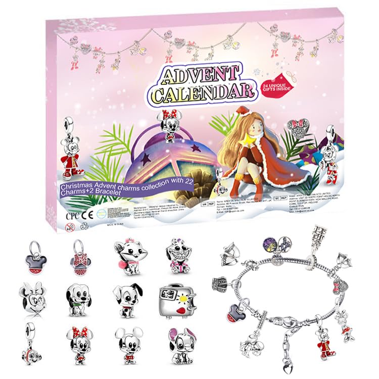 2024 Advent Calendar Christmas 24 Days Countdown Calendar with DIY Charm Bracelet Surprise Christmas Jewelry Gift for Girls Daug