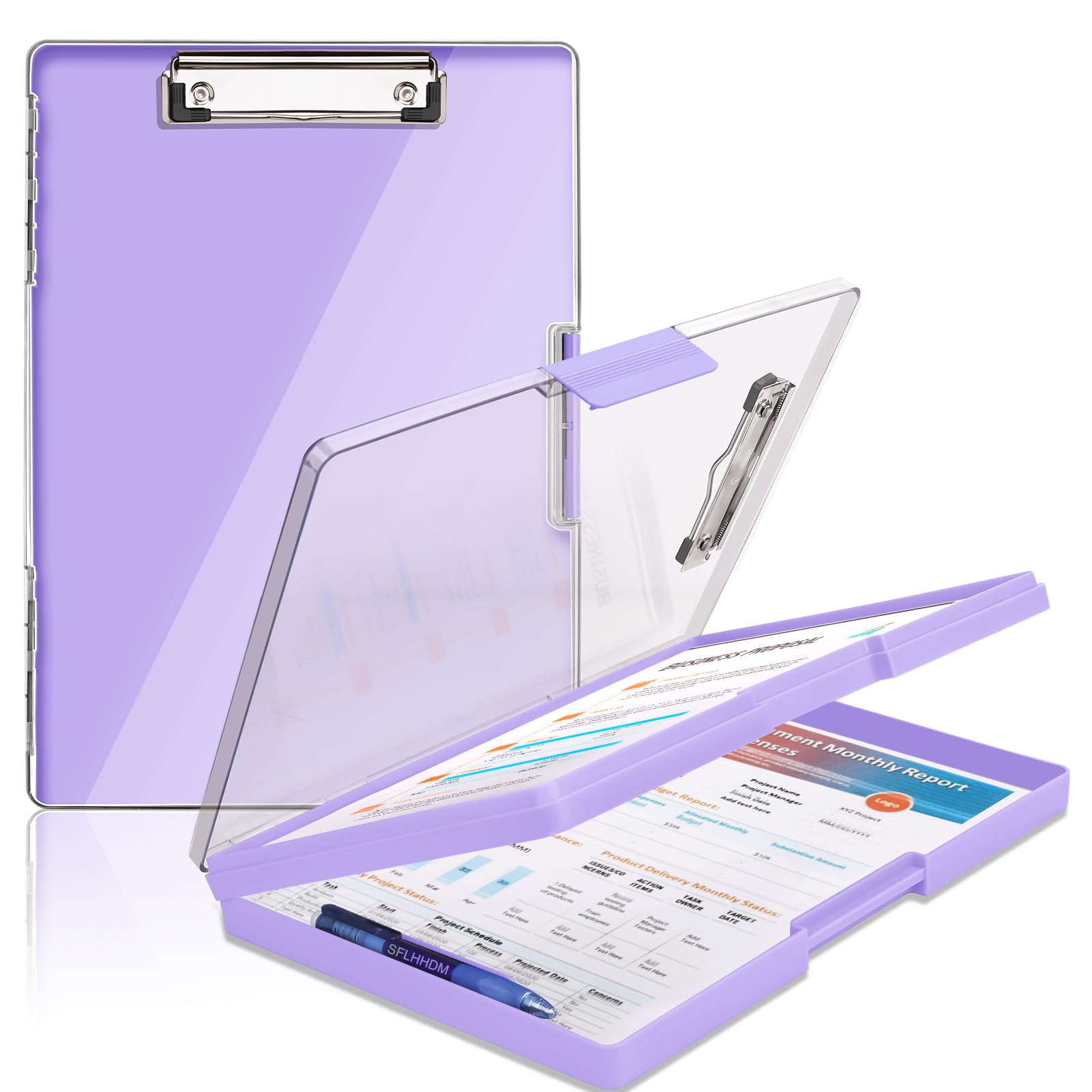 Clipboard With Storage,Heavy Duty Clip Boards 8.5X11 With 2 Storage Case,Clear Visible Top Panel Storage Clipboards,Side Opening