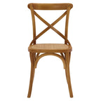 Modway Gear Rustic Modern Farmhouse Elm Wood Rattan Dining Chair In Walnut