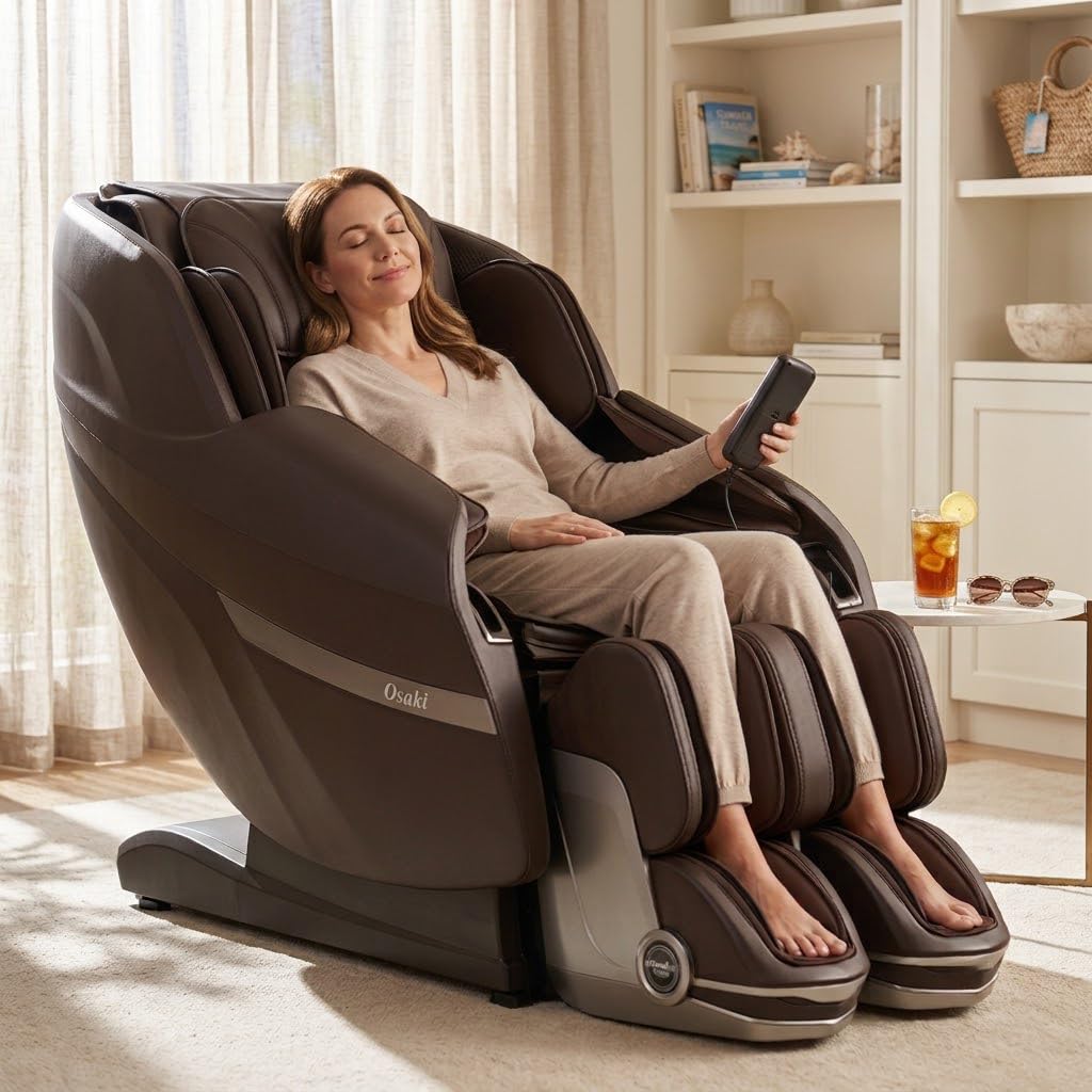 AI Solo Flex 4D Massage Chair, Zero Gravity Full Body Recliner (Brown)