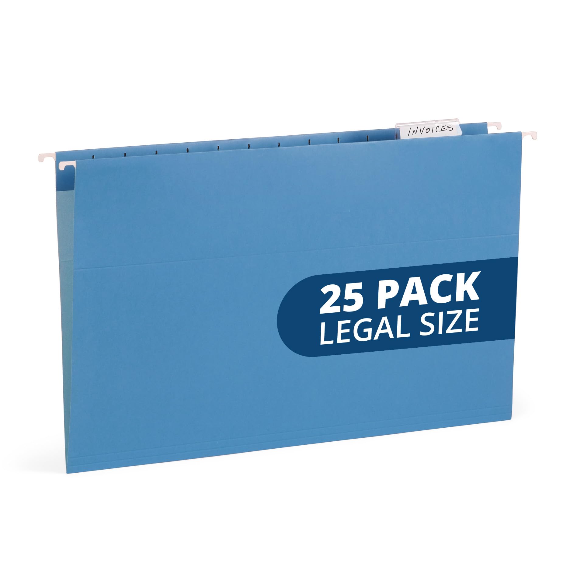 25 Blue Summit Supplies Legal Size Hanging File Folders - Durable 11Pt Paper, Blue Hanging Folders With Tabs And Inserts, Fits L