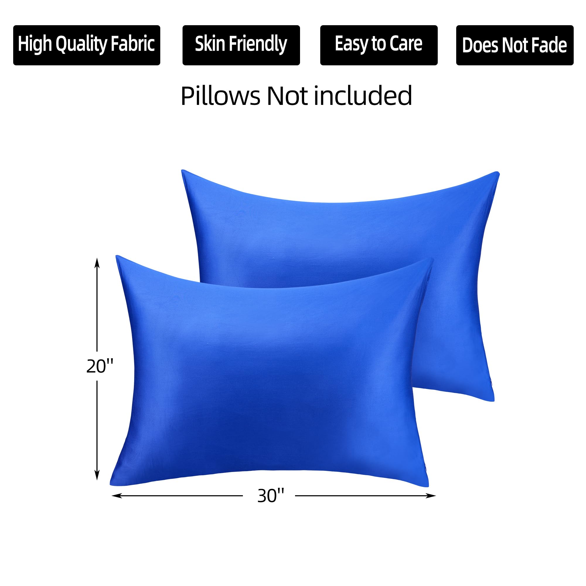 400 Thread Count Cotton Pillow Case Queen With Zipper, 30' L X 20' W, Cotton Pillow Protectors Cover- Set Of 2 - Royal Blue - Pillows Not Included