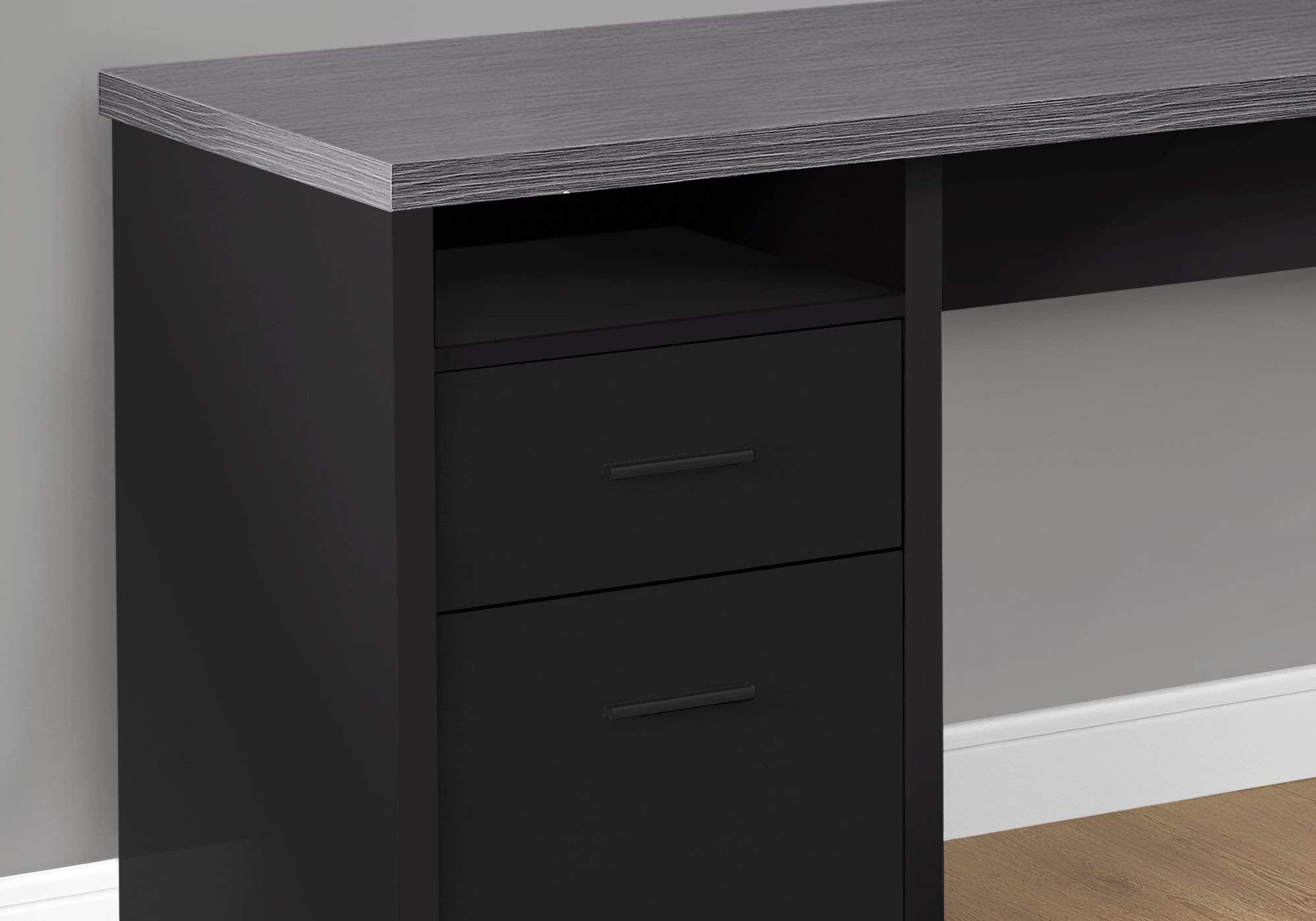 HomeRoots Office 47.25-inch x 78.75-inch x 30-inch Black, Grey, Particle Board, Hollow-Core, Metal - Computer Desk