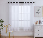Pi Clear White Sheer Curtains With Rings Top 72 Inch Long For Living Room/Bedroom 2 Panels (W52 X L72, Optical White)