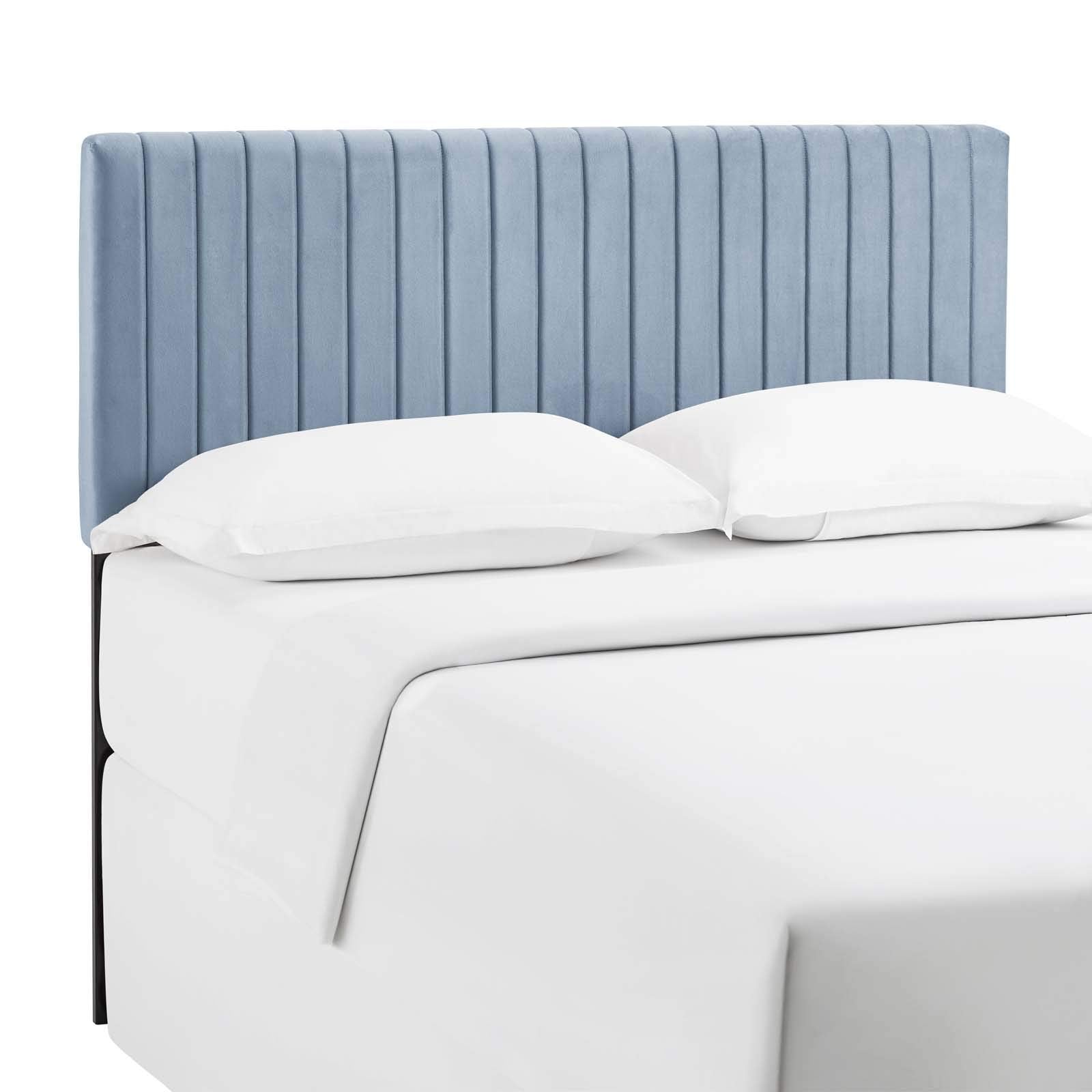Modway Keira Channel Tufted Performance Velvet Upholstered Full / Queen Headboard In Light Blue