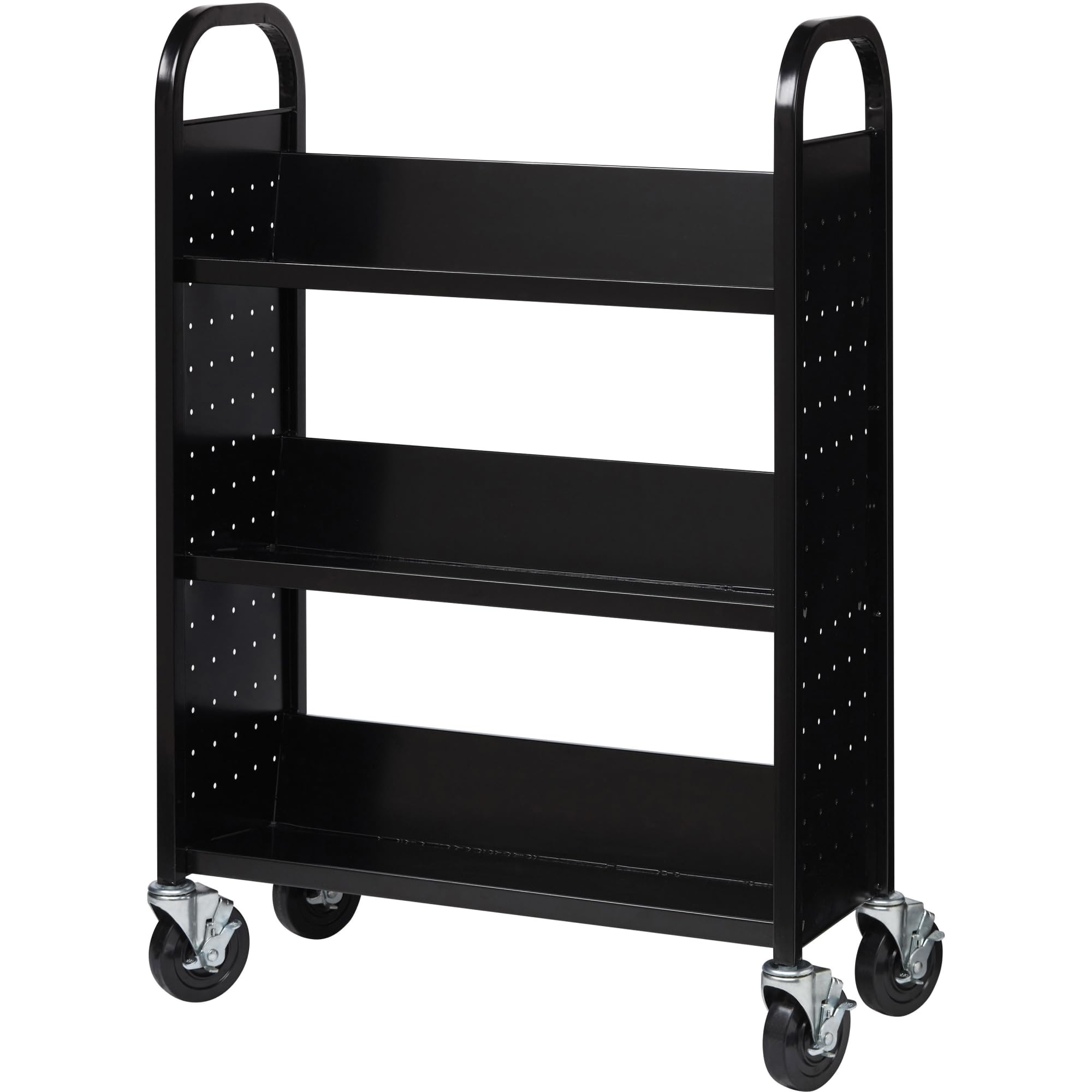 Lorell Single-Sided Steel Book Cart, Black