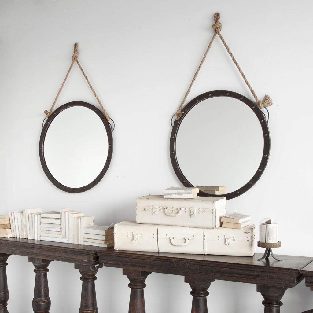 HomeRoots 27' Round Metal Frame Wall Mirror