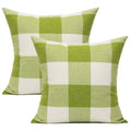 Vakado 26X26 Set Of 2 Grass Green White Buffalo Plaids Decorative Throw Pillow Covers Retro Farmhouse Checkered Sage Green Furni
