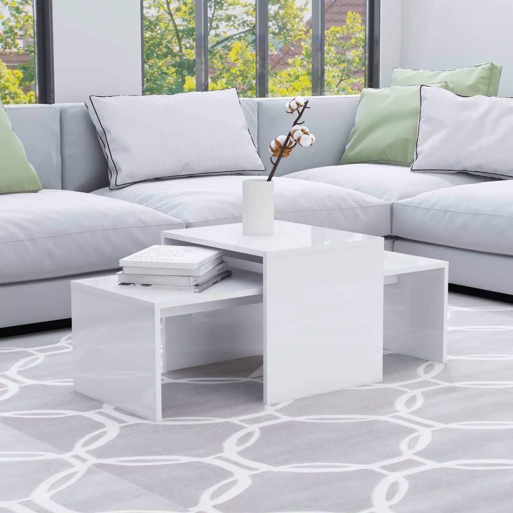 Coffee Table Set High Gloss White 39.4x18.9x15.7 Chipboard