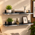 Duraso Engineered Wood Floating Wall Shelves, Black 24X6 Inch Wooden Display Rack For Living Room, Bedroom, Kitchen, Office, Wal