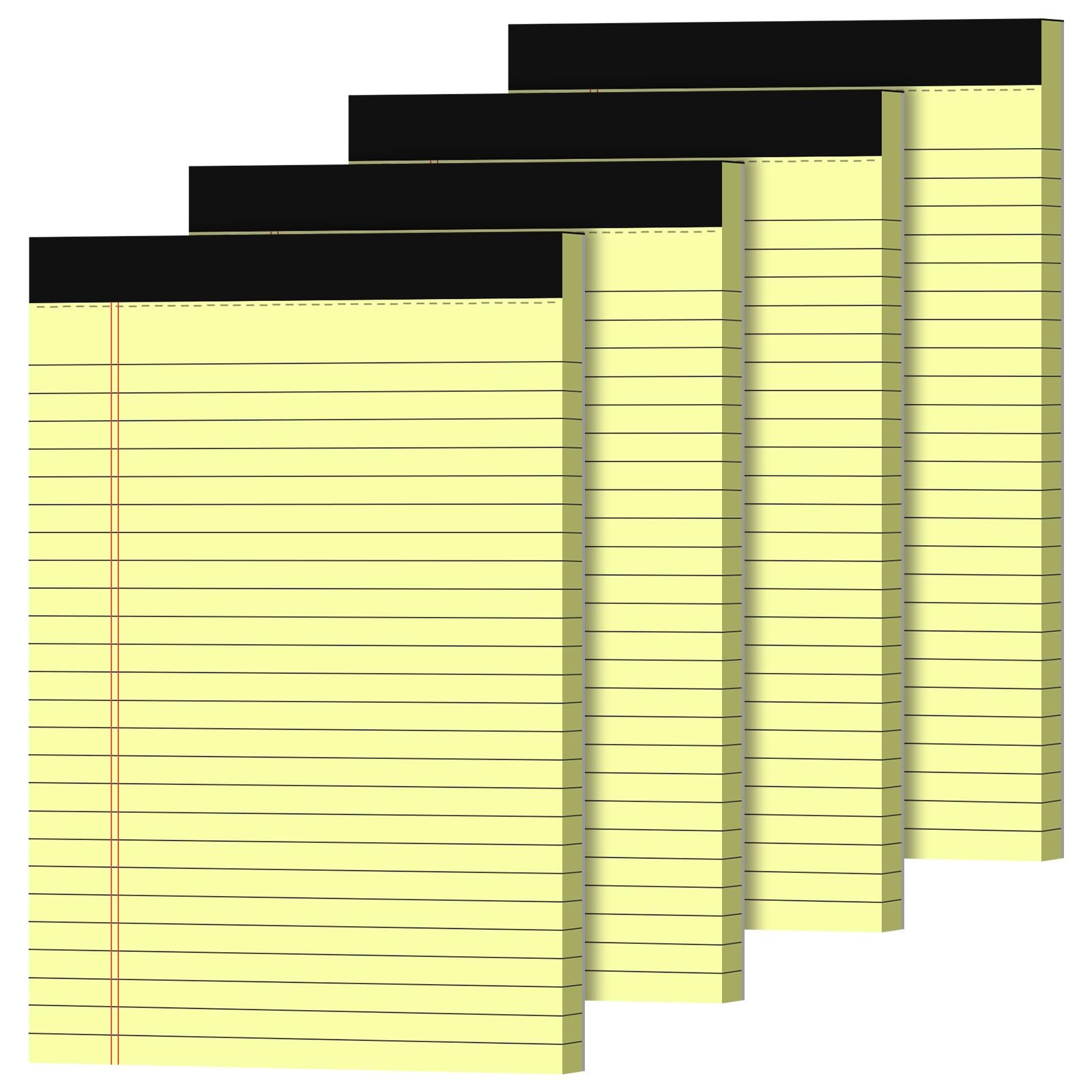 5X8 Note Pads, Small Legal Pads 5X8 Yellow, College Ruled, Small Writing Pads, 4 Pack, 5 X 8 Note Pads, Premium Thick Yellow Pap
