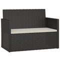vidaXL Modern Poly Rattan Patio Bench - Cushioned, Weather-Resistant, Sturdy Steel Frame, Easy Assembly - Black with Cream White Cushions, 41.3"