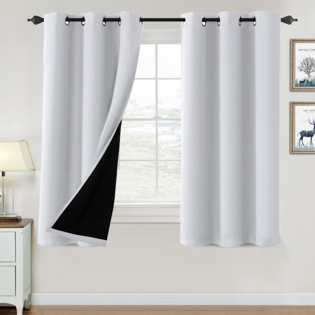 H.VERSAILTEX 100% Blackout Curtains for Bedroom Thermal Insulated Blackout Curtains 63 inch Length Heat and Full Light Blocking 