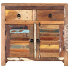 vidaXL Solid Reclaimed Wood Sideboard with Rustic Bohemian Style, 27.6"x11.8"x26.8", Ample Storage with 2 Drawers & 2 Doors, Unique Mixed Finish, for Home Decor & Display
