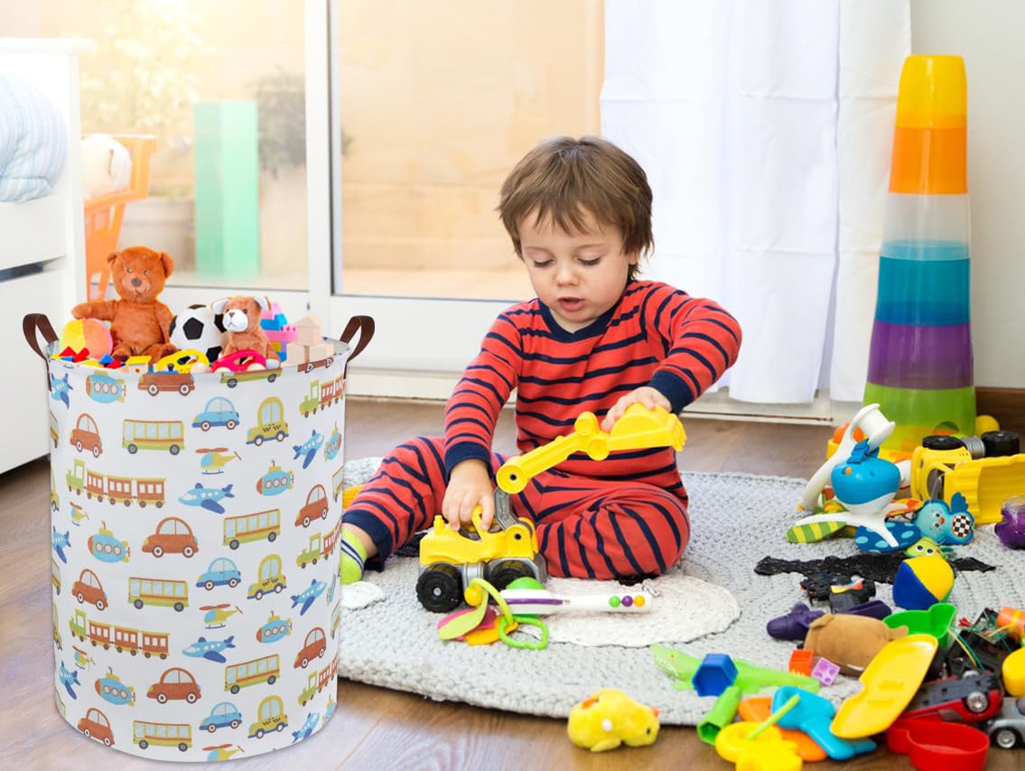 Hiyagon Kids Laundry Basket Kids Hamper Car Toy Storage Bin For Boys Room Decor Nursery Hamper Gift Baskets For Bedroom Bathroom