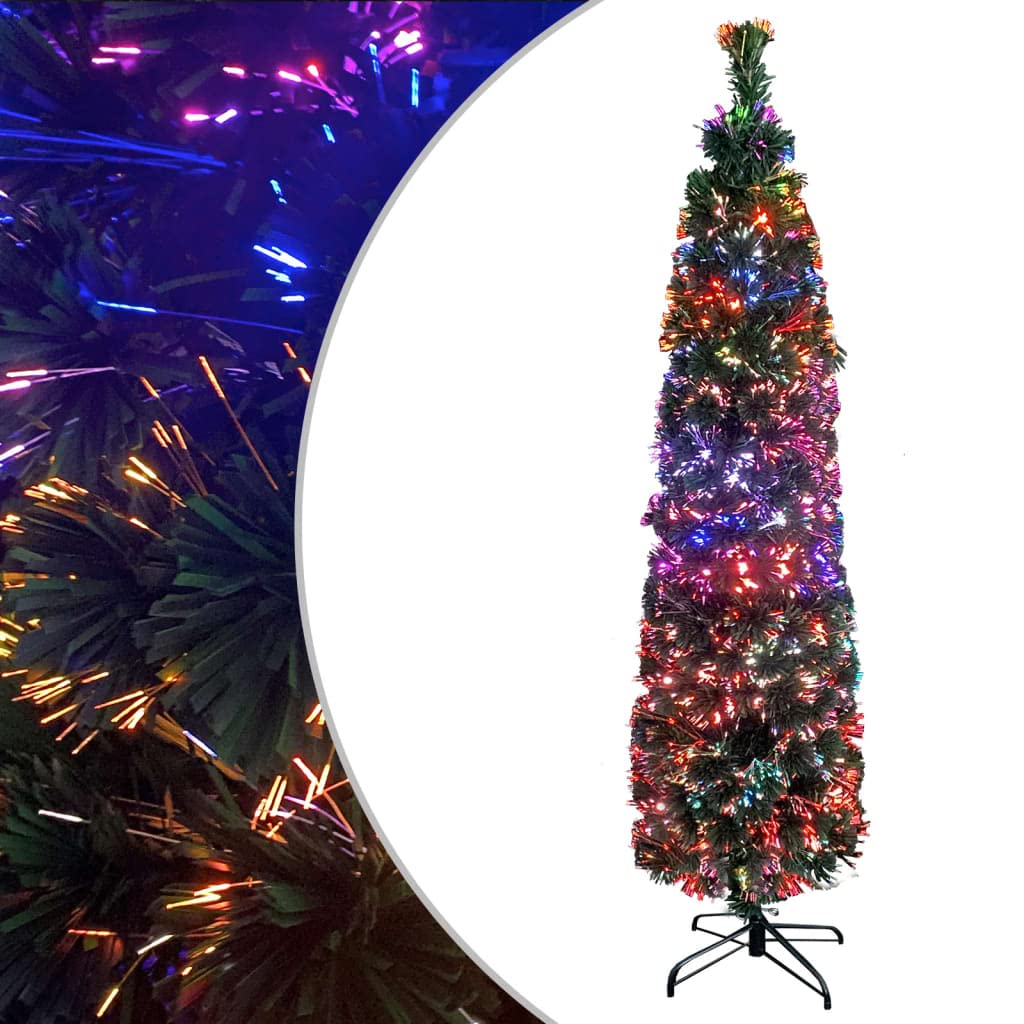 Vidaxl 4Ft Artificial Slim Christmas Tree With Stand - Energy Efficient Fiber Optic Lighting, Sturdy Base, Reusable, Low Maintenance
