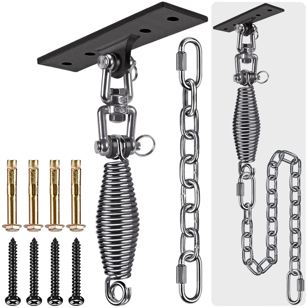 Dolibest Hammock Chair Hanging Kit, Heavy Duty Swing Hanger And 3.28Ft Chain With Spring (6Mm), Wall Ceiling Hooks For Yoga Indo