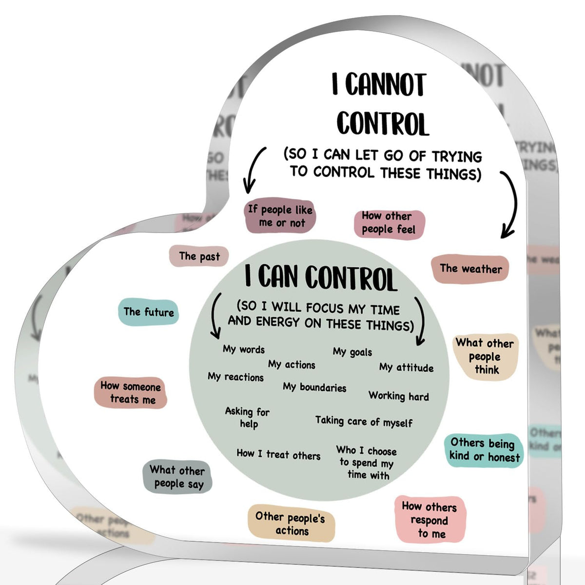 Mental Health Decor, Decor For Therapy Office School Counselor Sign Things I Can Control Acrylic Heart Gifts, Therapist Office A