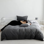 Karever Gradient Gray Comforter Set Ombre White Gray Bedding Set Full Women Aesthetic Comforter 3 Pcs Gray Color Bed Comforter S