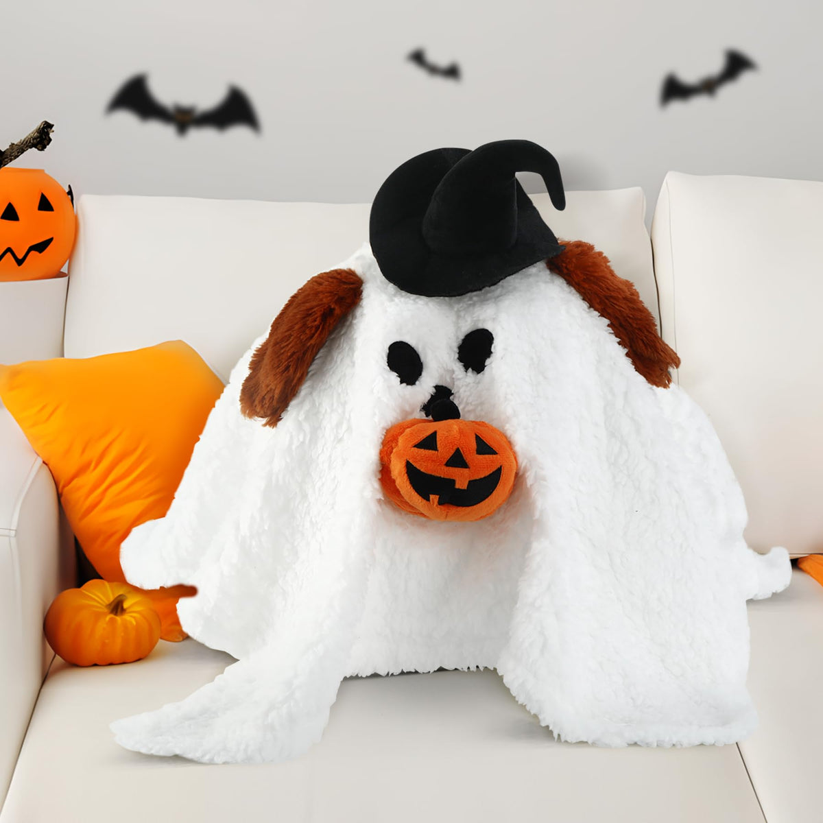 Dongying Halloween Plush Toys: Ghost With Pumpkin Pillow, Dog Ghost Plush, Halloween Stuffed Animal Plush Pillow, Party Favors &