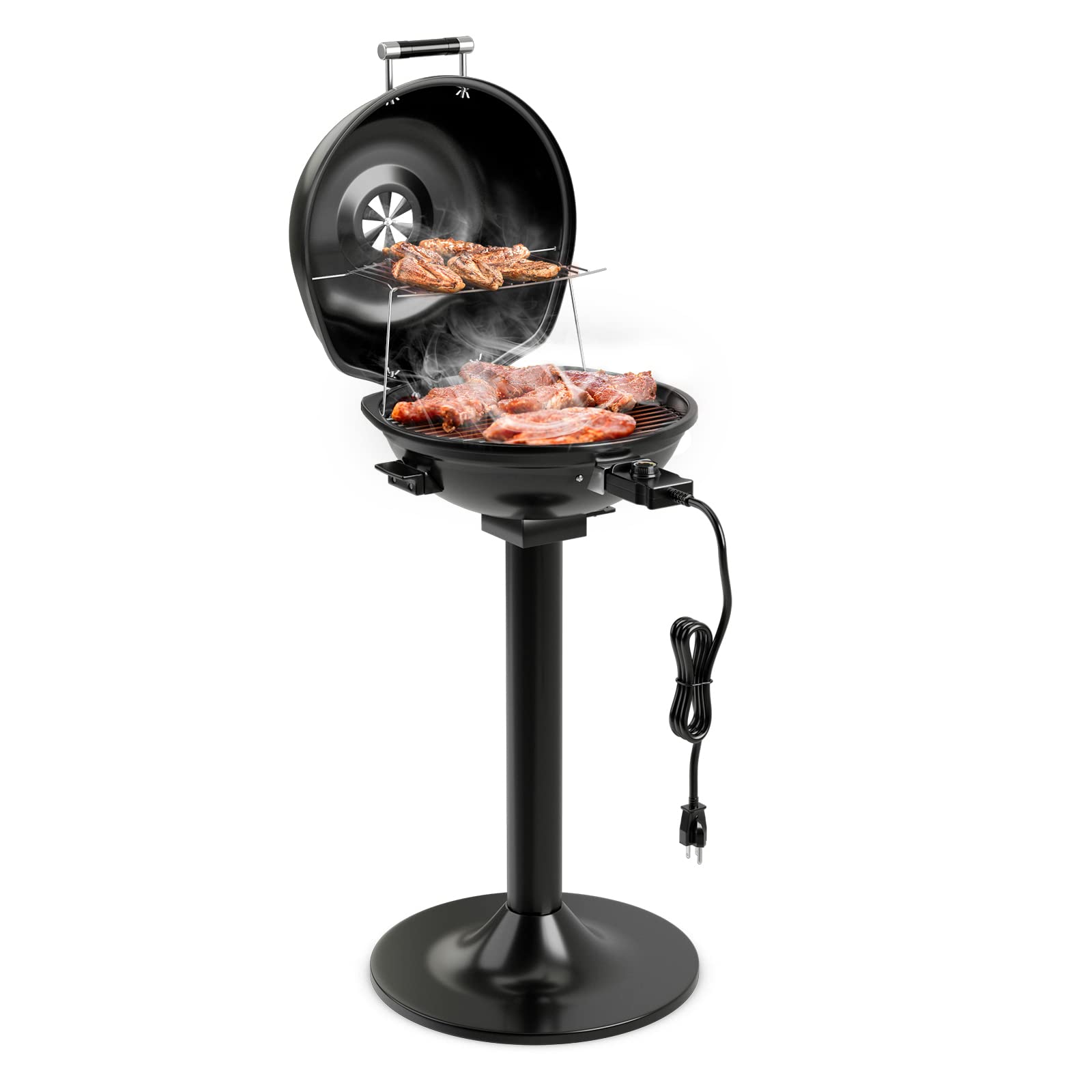 Giantex Electric Bbq Grill 1600W, Removable Non-Stick Grill Rack, Warming Rack, Oil Drip Tray, Adjustable Temperature, Portable