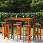 vidaXL 8-Piece Solid Acacia Wood Bar Stools - Rustic Farmhouse Design, Brown, Footrests, High-Durability, Long-Lasting, Eye-Catching, Easy Assembly