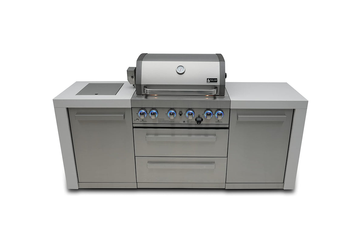 Mont Alpi Mai400-D 32-Inch 4-Burner 78000 Btu Deluxe Stainless Steel Gas Outdoor Kitchen Barbecue Island Grill W/Infrared Side &