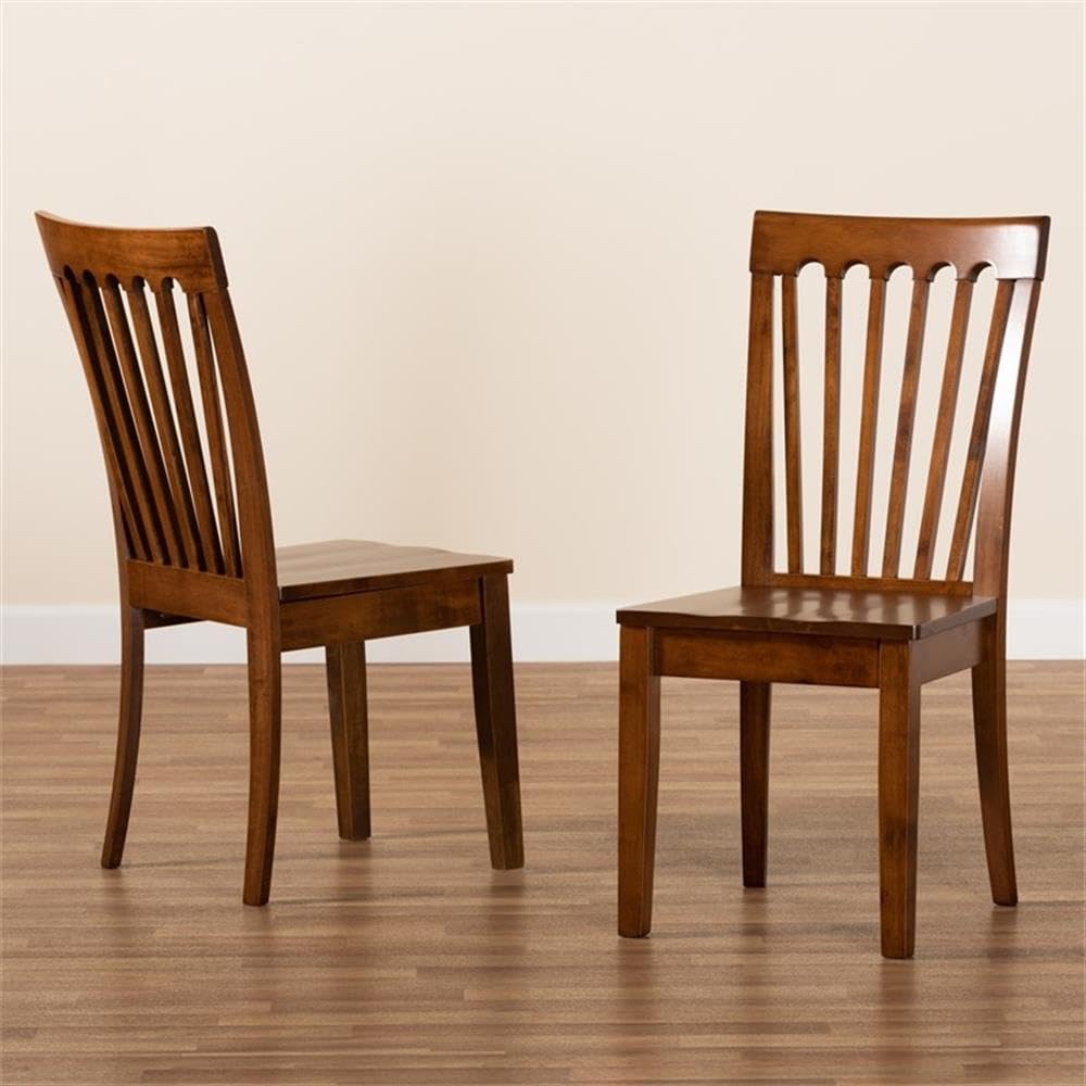 Baxton Studio Minette Modern and Contemporary Transitional Walnut Brown Finished Wood 2-Piece Dining Chair Set
