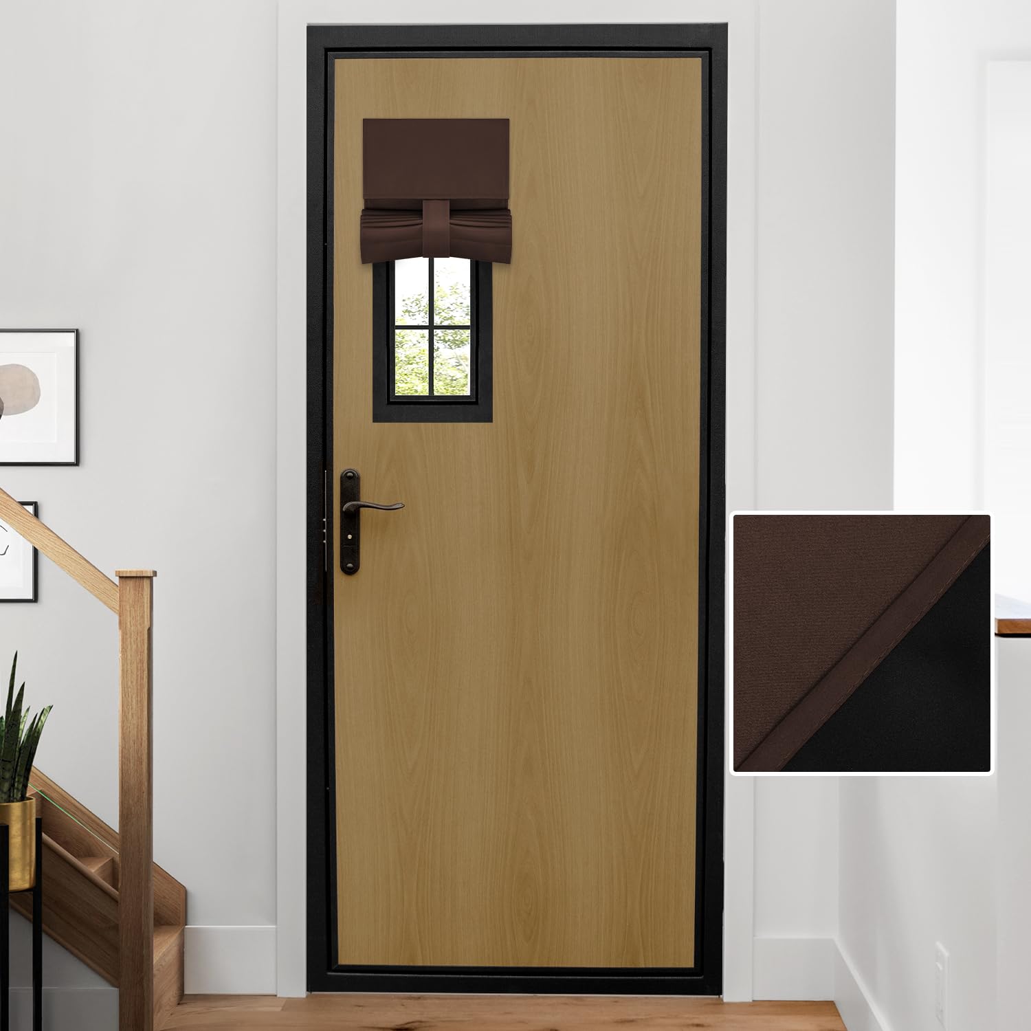 Homeideas 100% Blackout Sidelight Curtains For Front Door, Side Door Window Curtains And Small Window, Thermal Insulated Covering, 1 Panel, W10 X L38 Inch, Brown