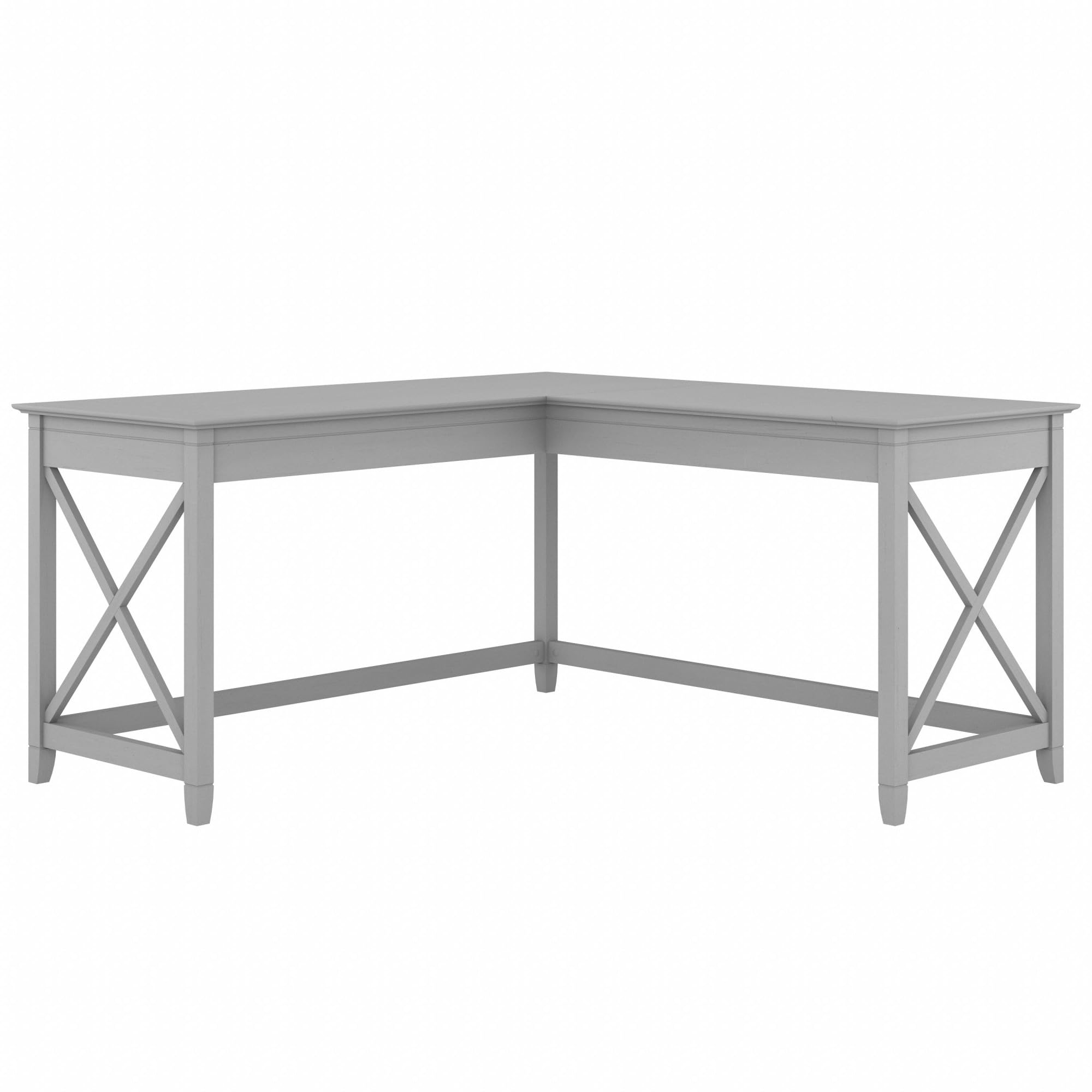 Bush Furniture Key West 60W Modern Farmhouse L Shaped Desk In Cape Cod Gray | 60-Inch Corner Table For Home Office