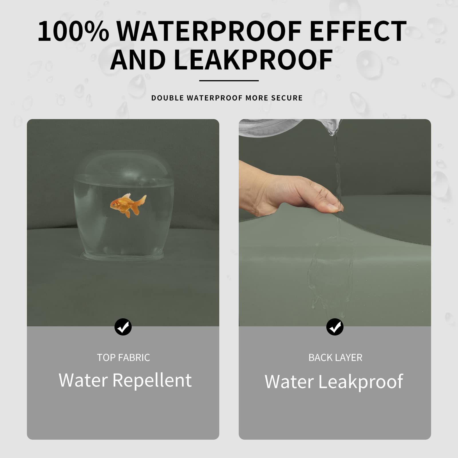 Easy-Going 100% Dual Waterproof Oversized Loveseat Cover Stretch Soft Couch Cover For Dogs, Sofa Slipcover For 2 Separate Cushion Couch Leakproof Furniture Protector Grayish Green