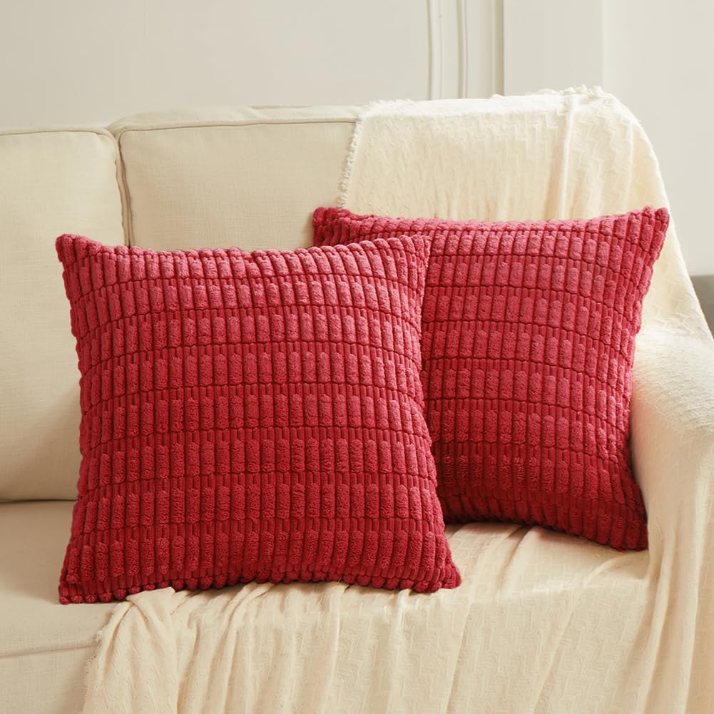 Fancy Homi 2 Packs Red Christmas Decorative Throw Pillow Covers 18X18 Inch For Living Room Couch Bed Sofa, Christmas Home Decor,