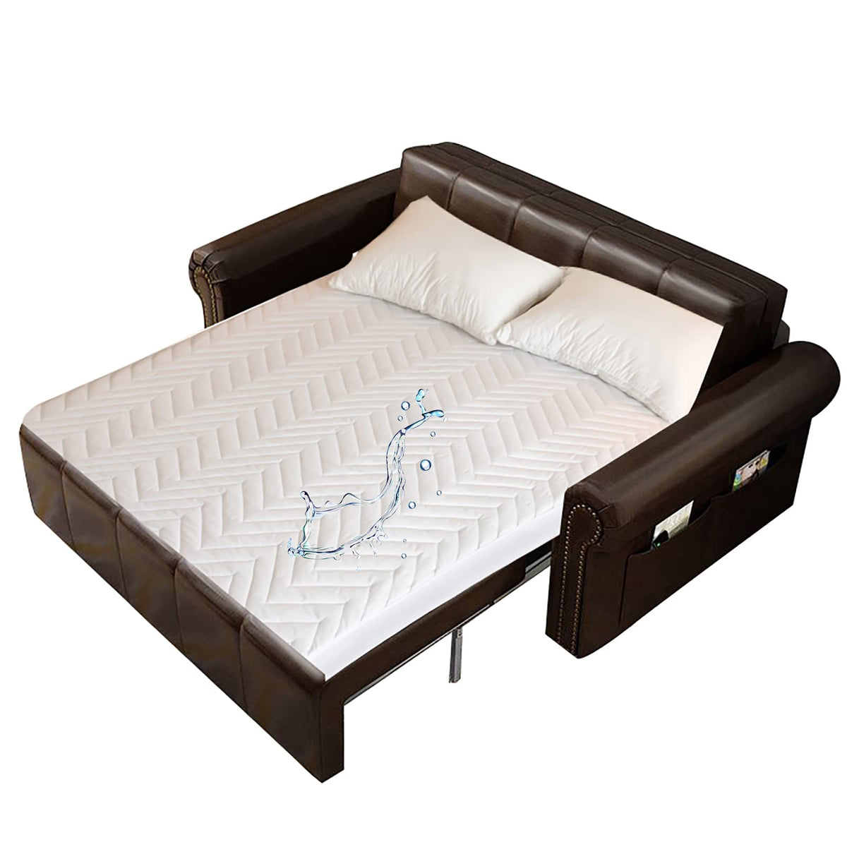 Quilted Waterproof Sleeper Sofa Mattress Protector Pad for 54x72 Full Size Pull Out Sofa Bed Fitted Matress Cover