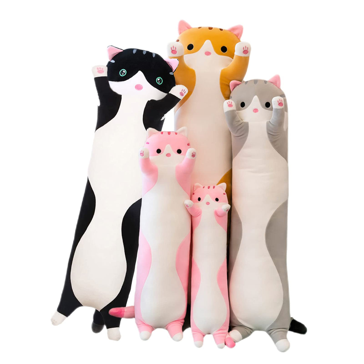 Long Cat Plush Pillow Soft Cat Hugging Pillow Stuffed Animal Pillow Cute Kitty Sleeping Throw Pillow Gift For Kids(50Cm/19.68Inc