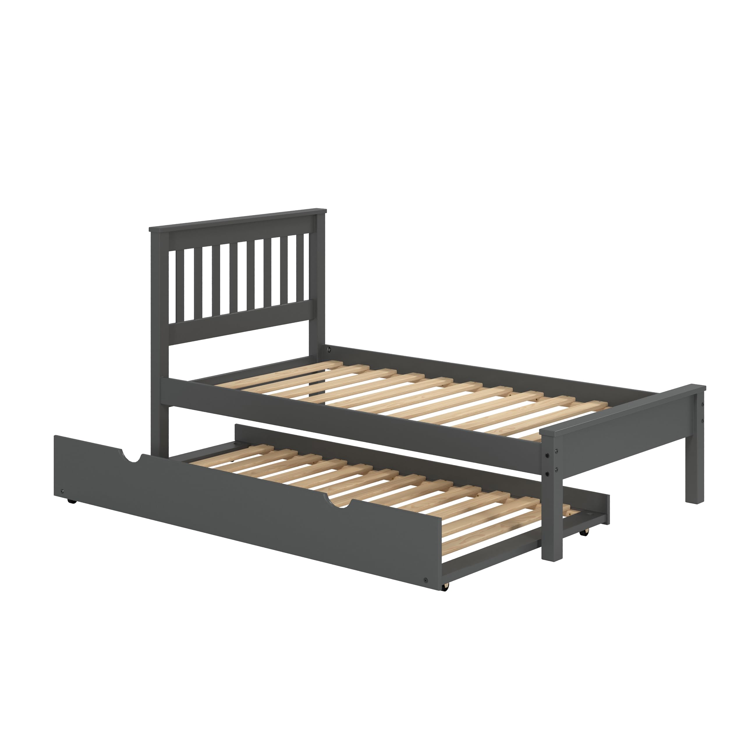 Donco Kids Contempo Mission Twin Drark Grey Bed with Twin Trundle