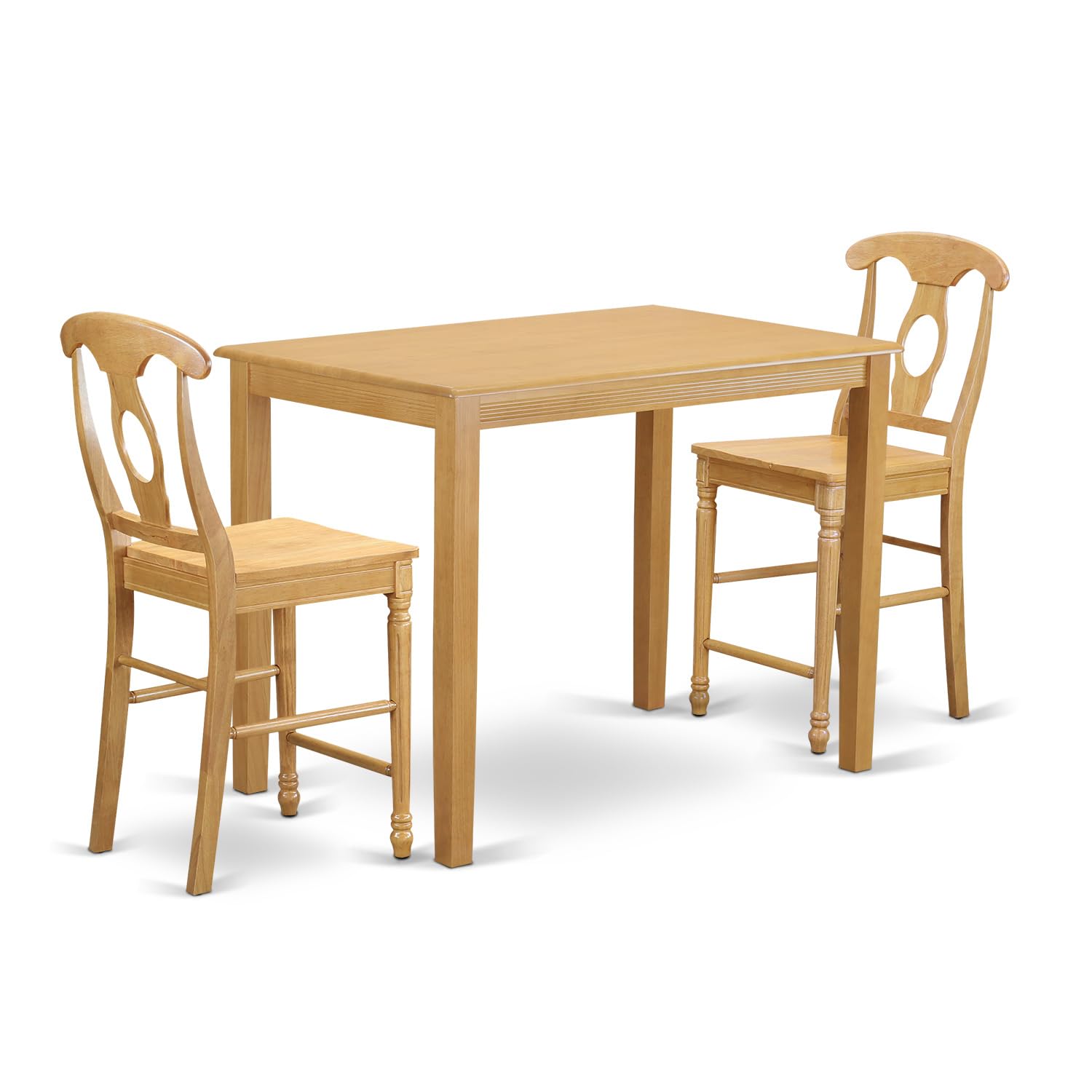 East West Furniture YAKE3-MAH-W 3 Piece Counter Height Dining Table Set Contains a Rectangle Wooden Table and 2 Kitchen Dining Chairs, 30x48 Inch, Mahogany