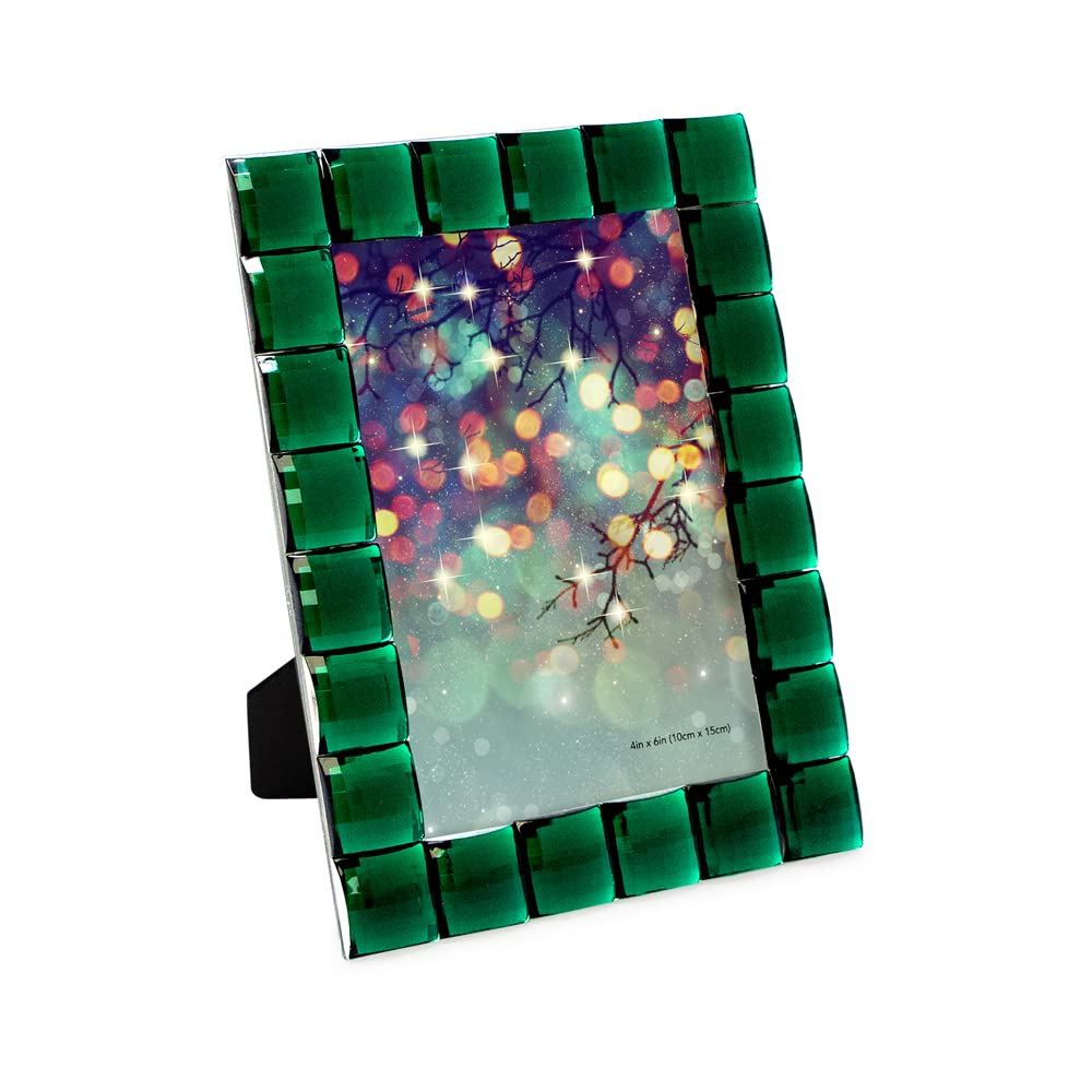 Isaac Jacobs Decorative Sparkling Jewel Picture Frame, Photo Display & Home D  cor (4x6, Emerald Green)