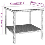 vidaXL Black Poly Rattan Side Table - Tempered Glass Tabletop - Durable Powder-Coated Steel Frame - Additional Storage Shelf - Indoors and Outdoors Applicable - Dimensions: 17.7”x17.7”x17.7”