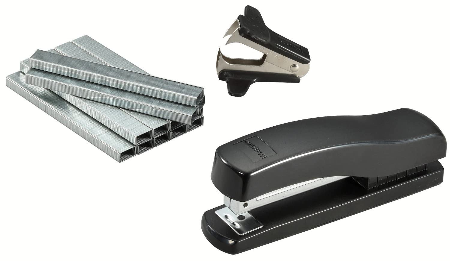 Bostitch Office Desktop Stapler Value Pack, 20 Sheet Capacity, Opens For Tacking, Includes 5,000 Staples & Staple Remover, Black