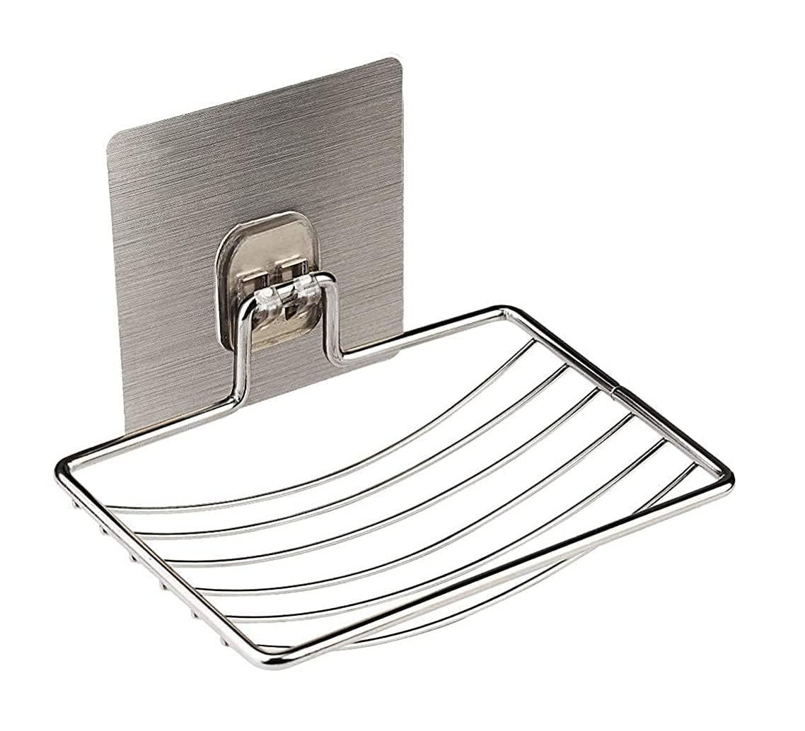 LISHER 1 Layer Soap Holder Set Single Layer Stand for Bathroom Shower Wall Kitchen Sink with Self Adhesive Sticker Storage Rack