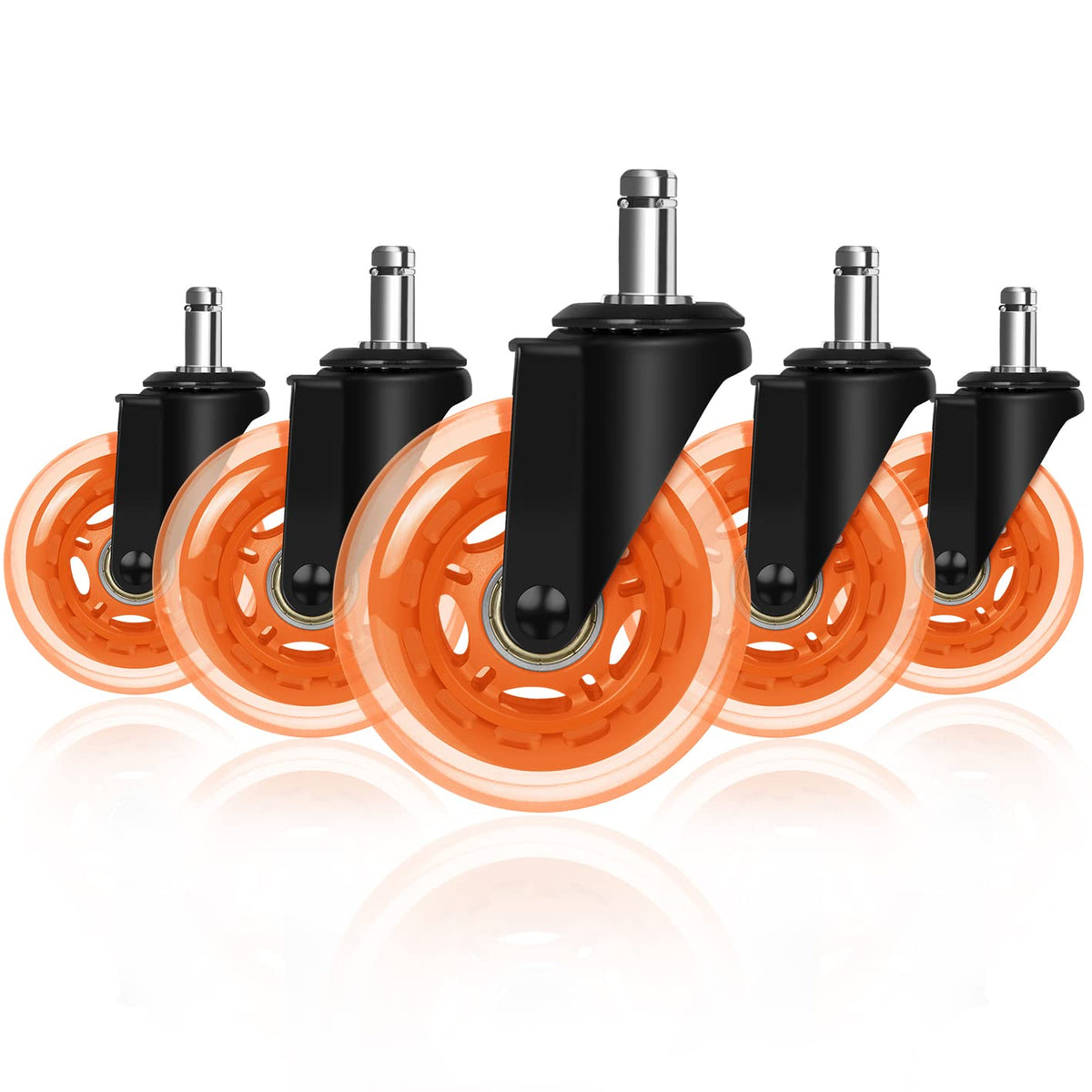 3' Office Chair Caster, Hirate Heavy Duty Computer Desk Chair Casters Replacement Set of 5 Heavy Duty Protection for All Floors